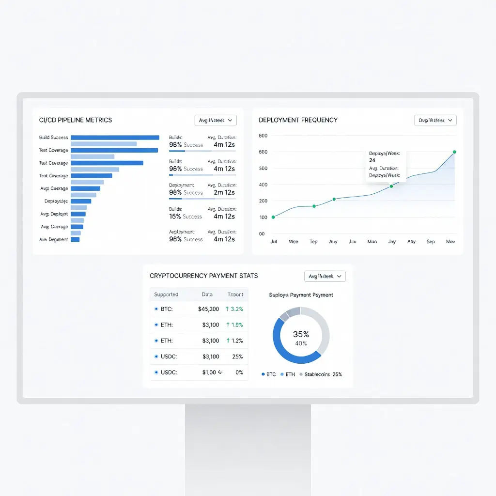 Интерфейс дашборда cripta cc с графиками автоматизации и скорости разработки