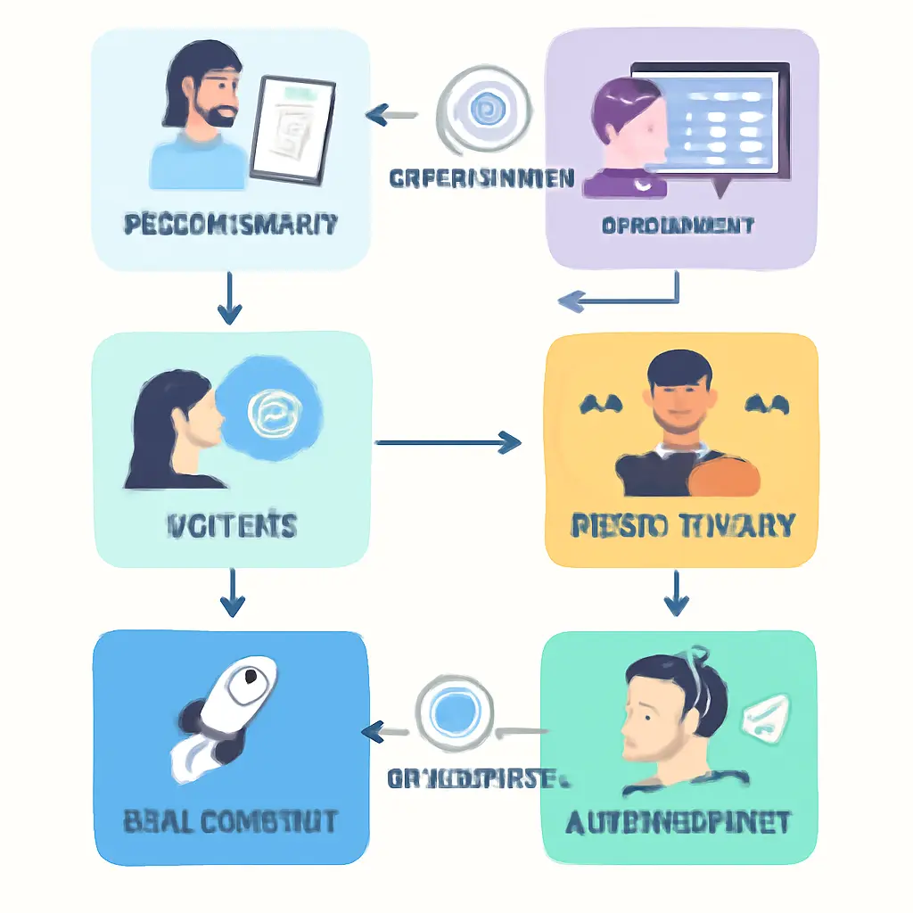 Диаграмма процесса разработки Схема этапов разработки и коммуникаций между командой и клиентом