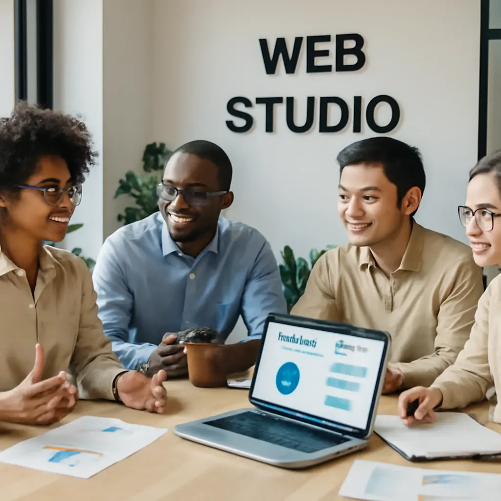 Команда веб‑студии обсуждает стратегию разработки ПО