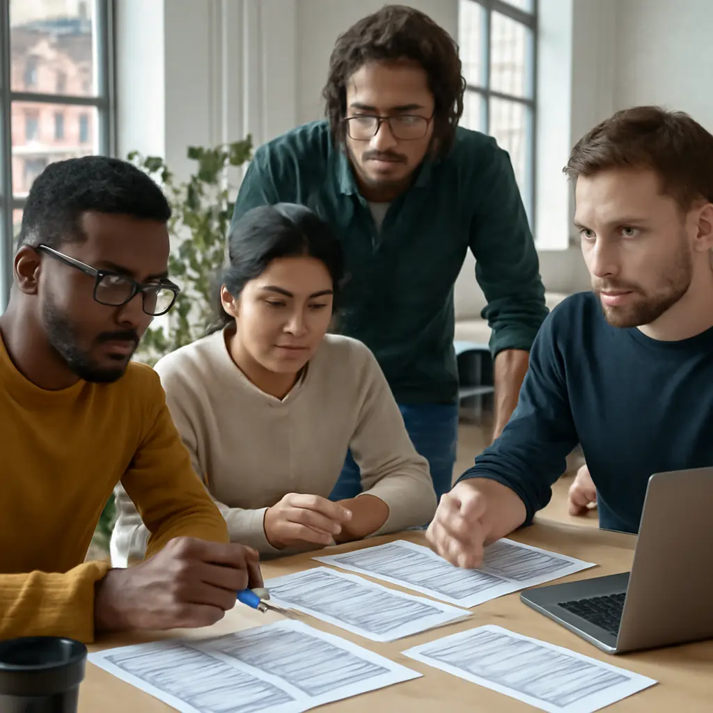 Команда веб-студии обсуждает этапы проекта