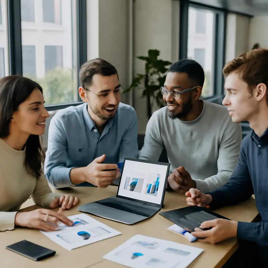 Команда веб-студии обсуждает финансы и криптовалютные выплаты