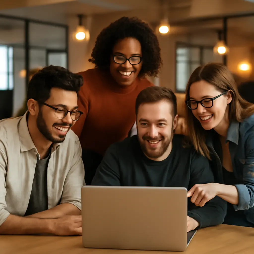 Команда разработчиков веб-студии обсуждает план проекта