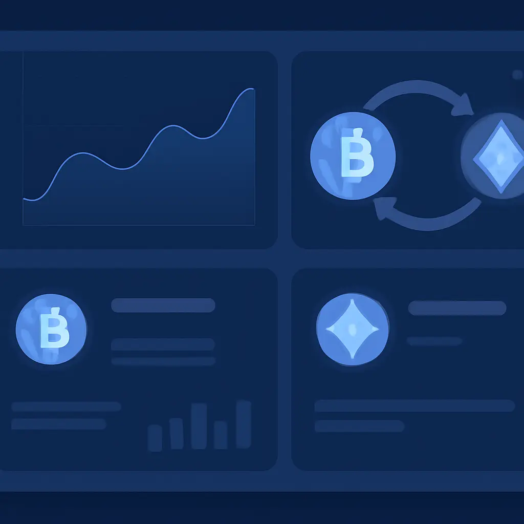 Интерфейс обмена криптовалюты с графиками