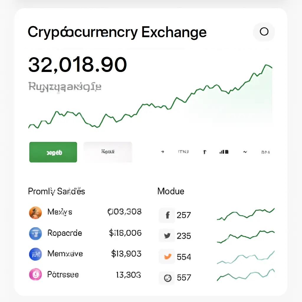 Дашборд обмена криптовалюты с графиками и кнопками покупки