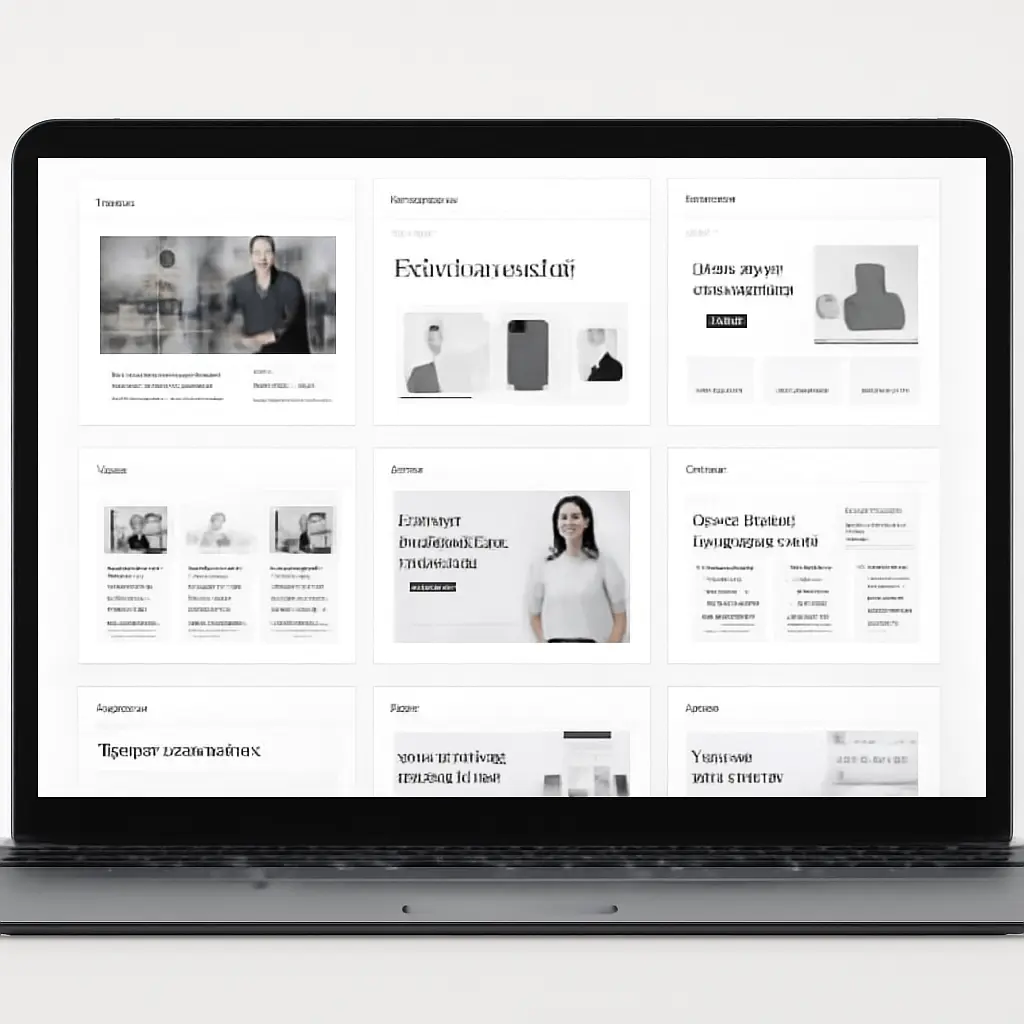 Монитор с несколькими шаблонами сайтов, отображающимися как миниатюры